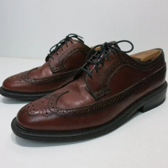Dexter Pebble Grained Long Wingtip Dress Oxfords Footwear Men's Shoes Sz 9.5 E - Picture 1 of 8